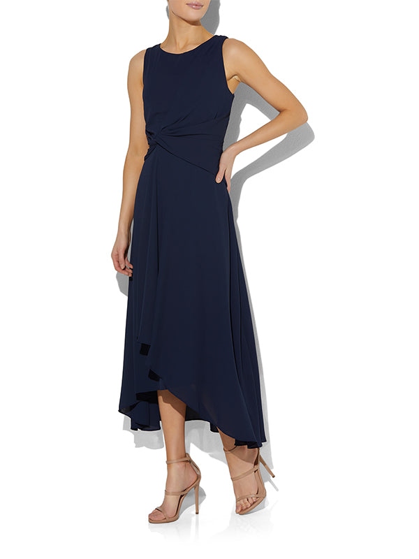 Navy hot sale chiffon gown