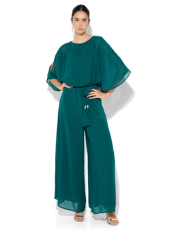 Lucien Emerald Chiffon Jumpsuit Montique Clothing