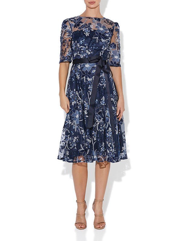 Loren Navy Mink Lace Dress Montique