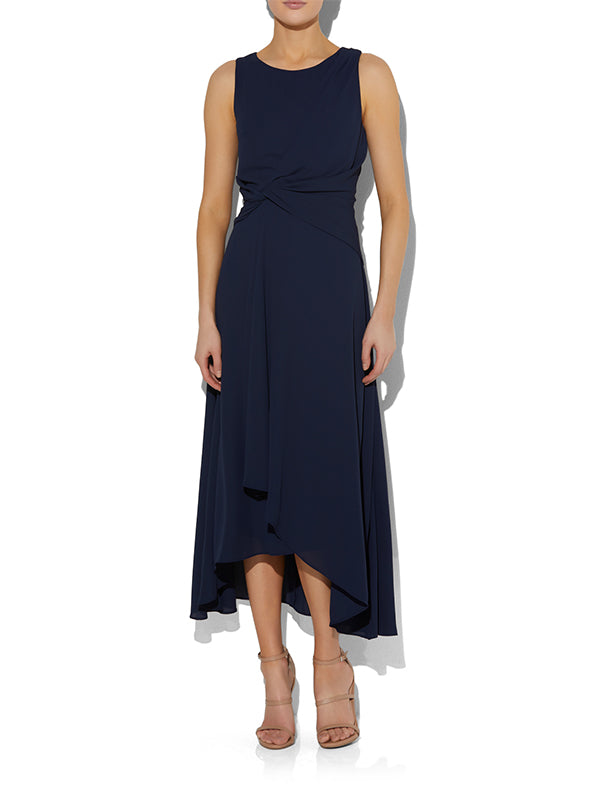 Allora Navy Chiffon Dress - Montique Clothing