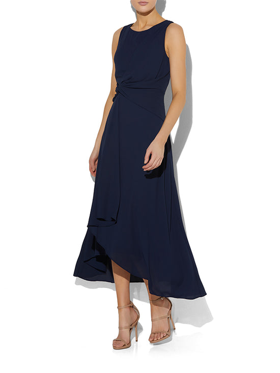 Allora Navy Chiffon Dress - Montique Clothing