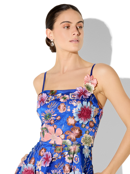 Bridgette Sapphire Floral Embroidered Dress