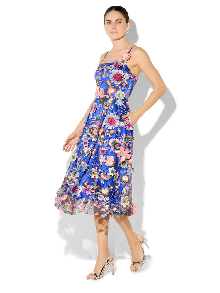 Bridgette Sapphire Floral Embroidered Dress