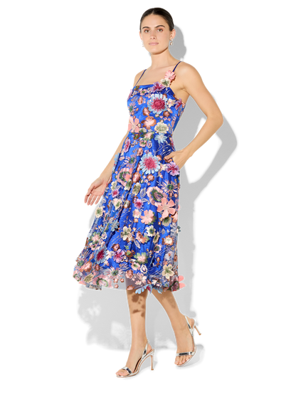 Bridgette Sapphire Floral Embroidered Dress