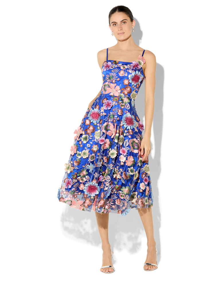 Bridgette Sapphire Floral Embroidered Dress