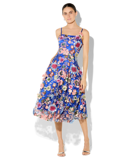 Bridgette Sapphire Floral Embroidered Dress