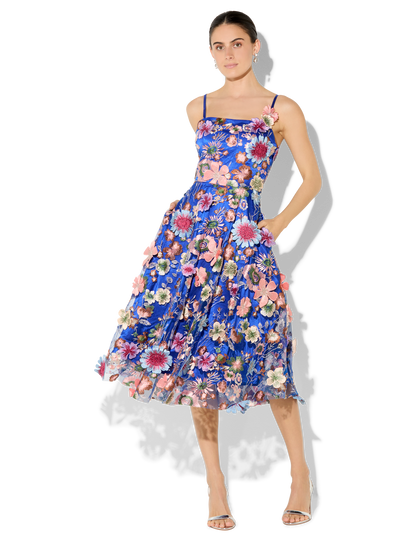 Bridgette Sapphire Floral Embroidered Dress