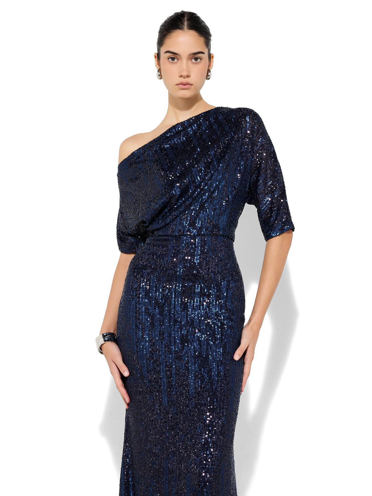 Della Navy Sequin Gown