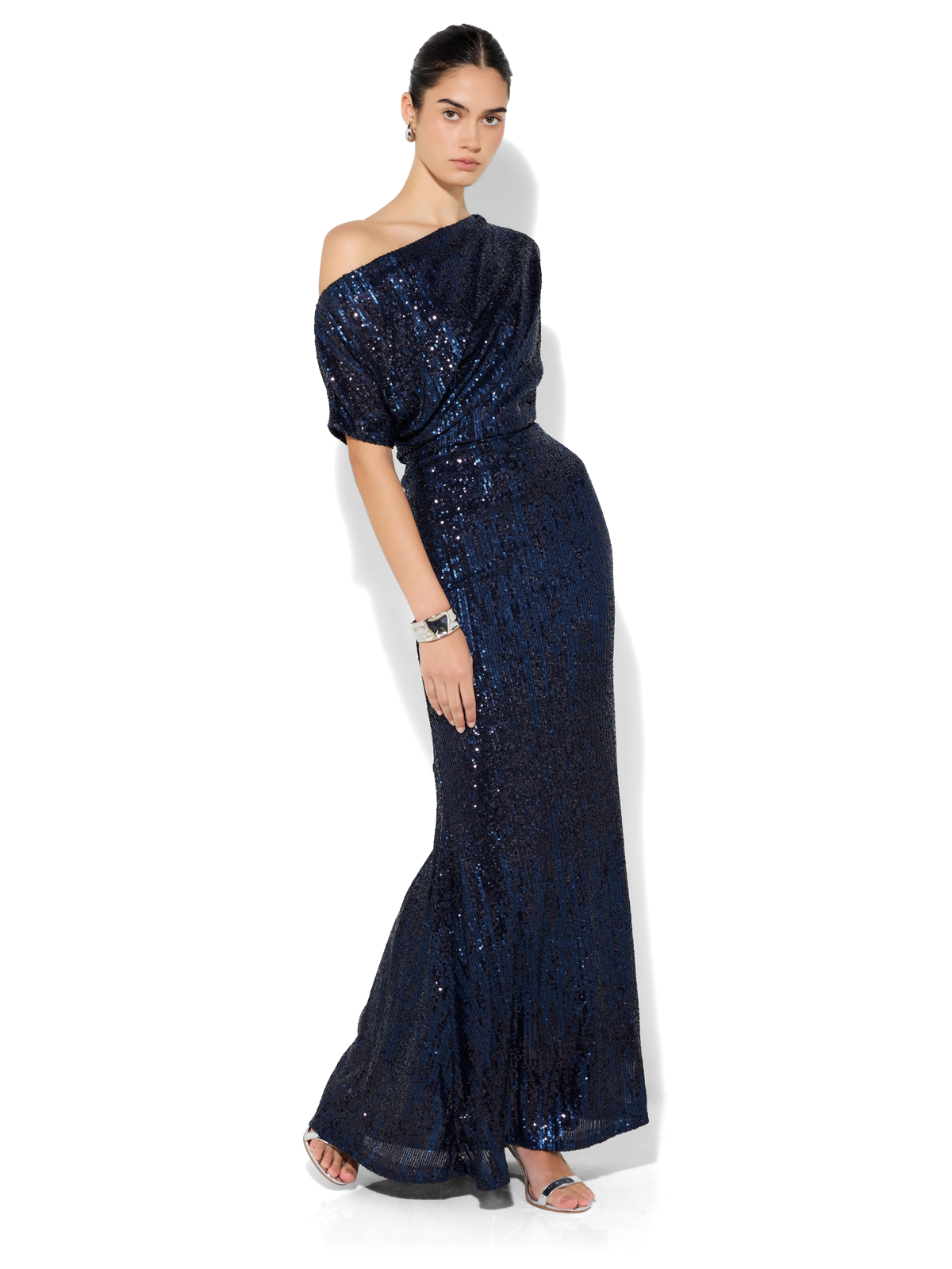 Della Navy Sequin Gown