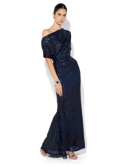 Della Navy Sequin Gown