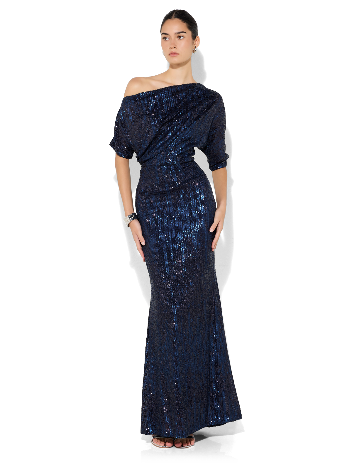 Della Navy Sequin Gown