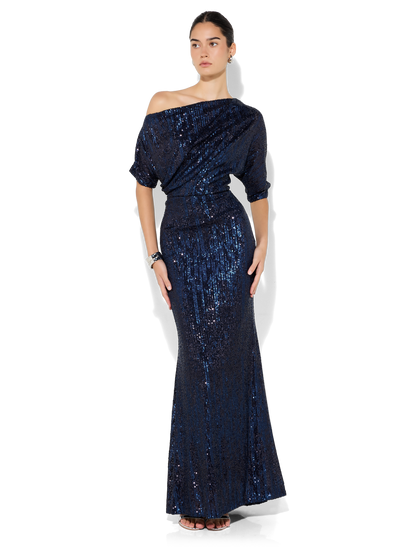 Della Navy Sequin Gown