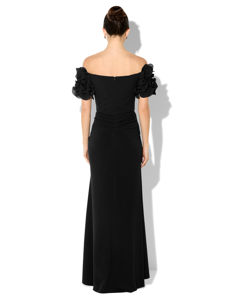 Diana Black Ruffle Sleeve Gown