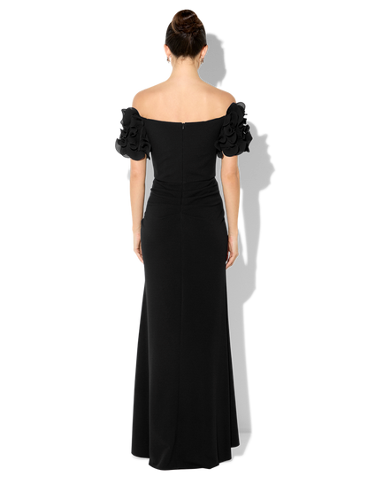 Diana Black Ruffle Sleeve Gown