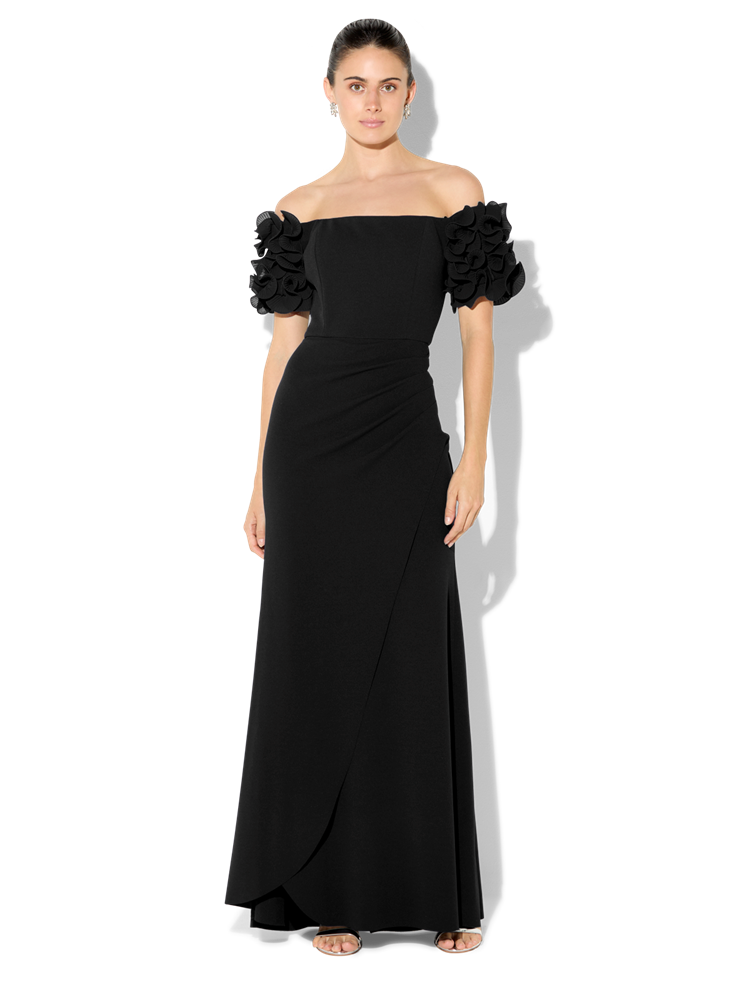 Diana Black Ruffle Sleeve Gown