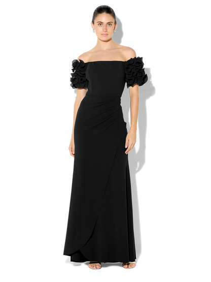 Diana Black Ruffle Sleeve Gown