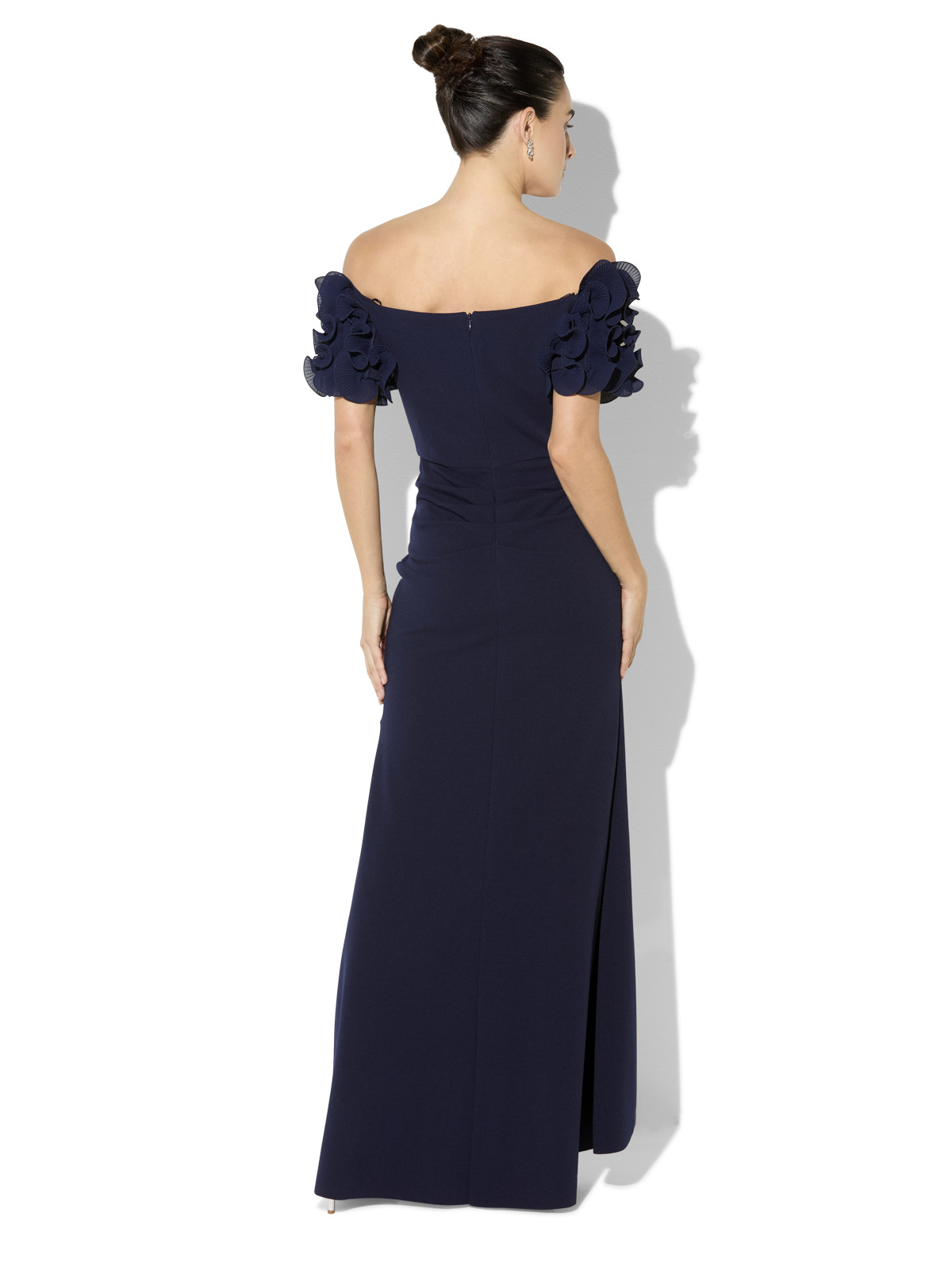 Diana Navy Ruffle Sleeve Gown