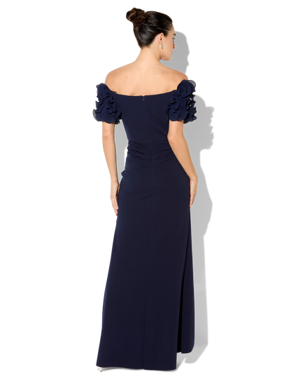 Diana Navy Ruffle Sleeve Gown