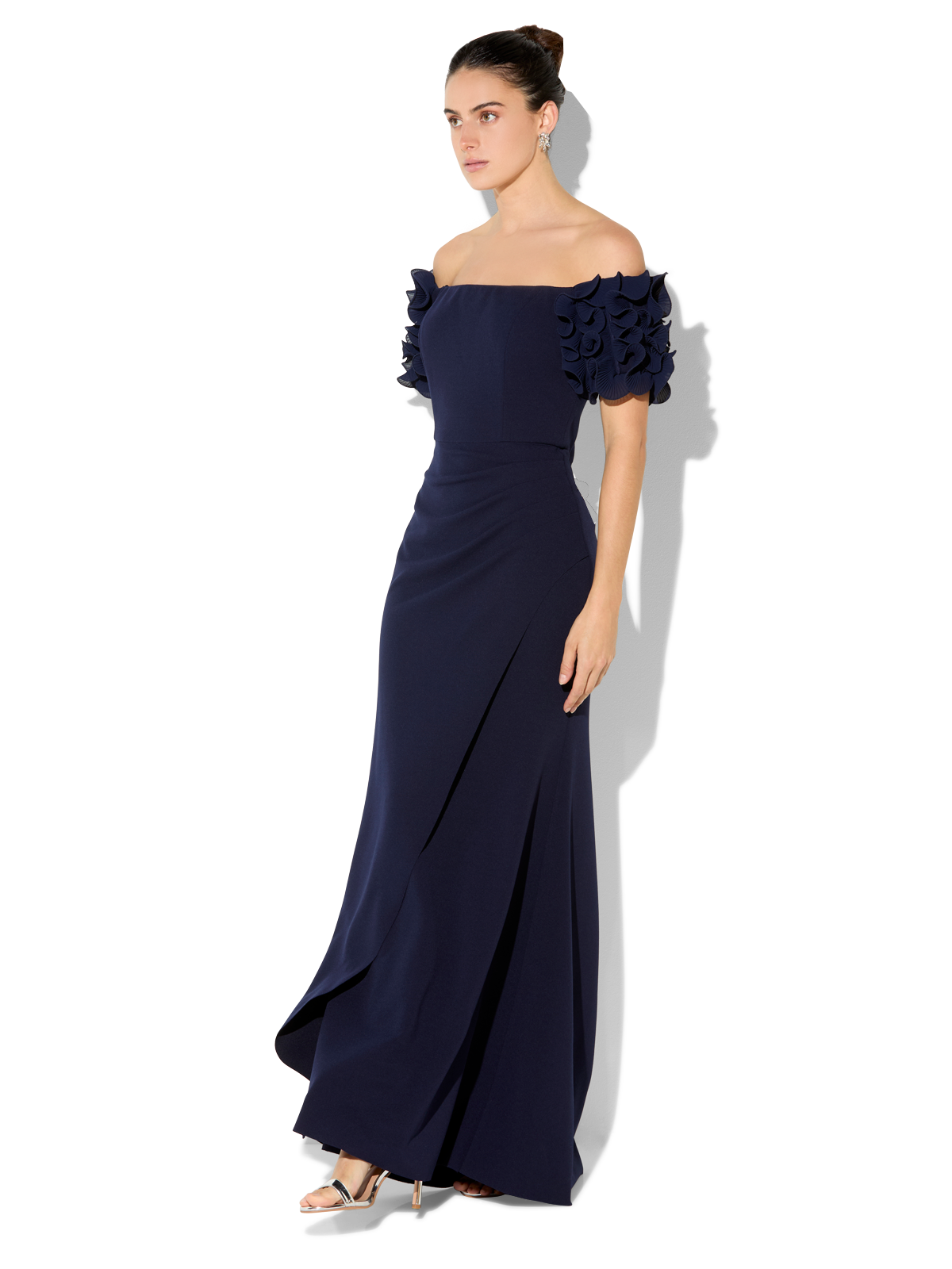 Diana Navy Ruffle Sleeve Gown