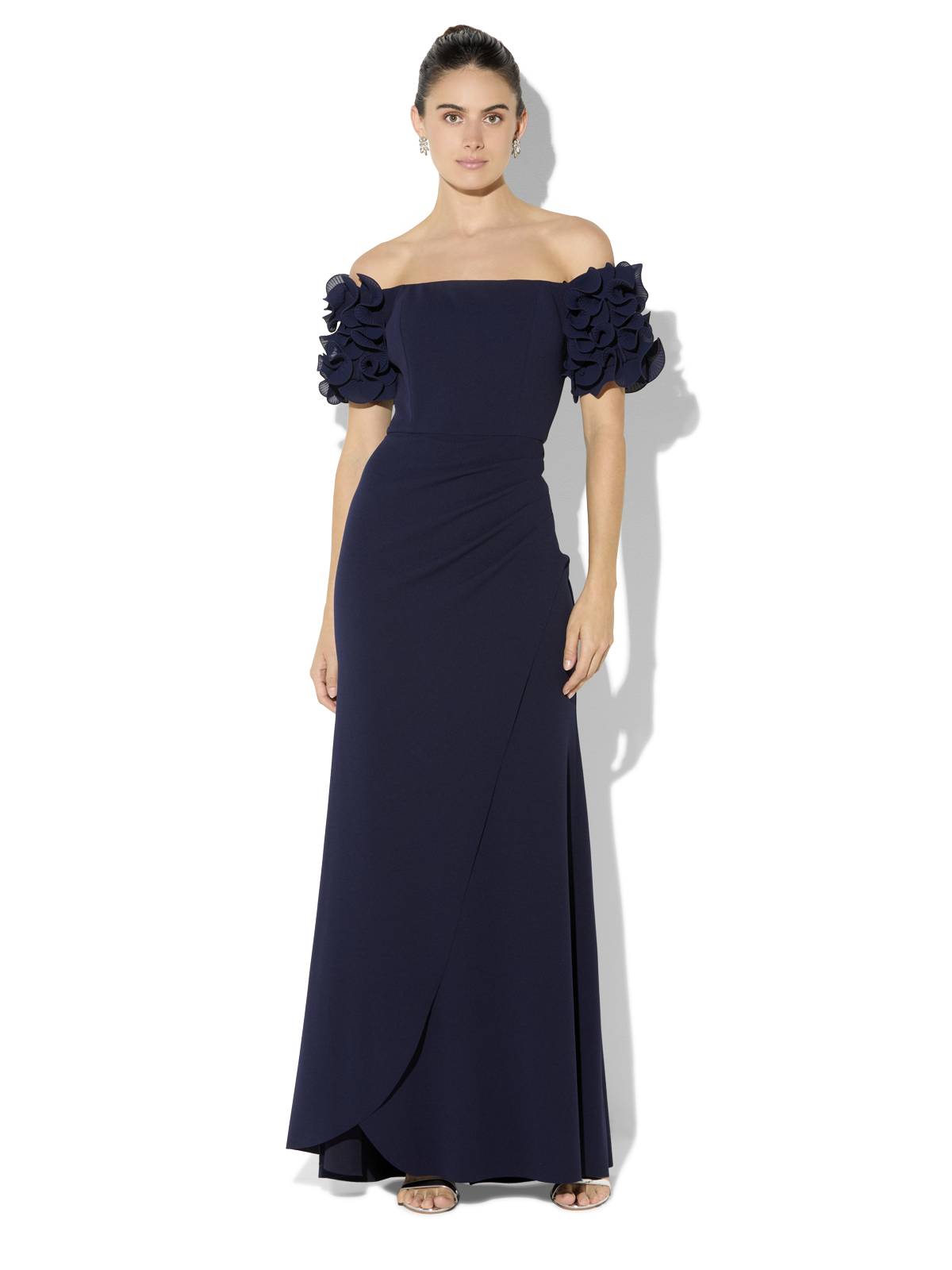 Diana Navy Ruffle Sleeve Gown