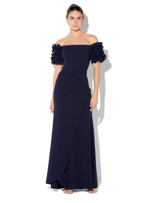 Diana Navy Ruffle Sleeve Gown