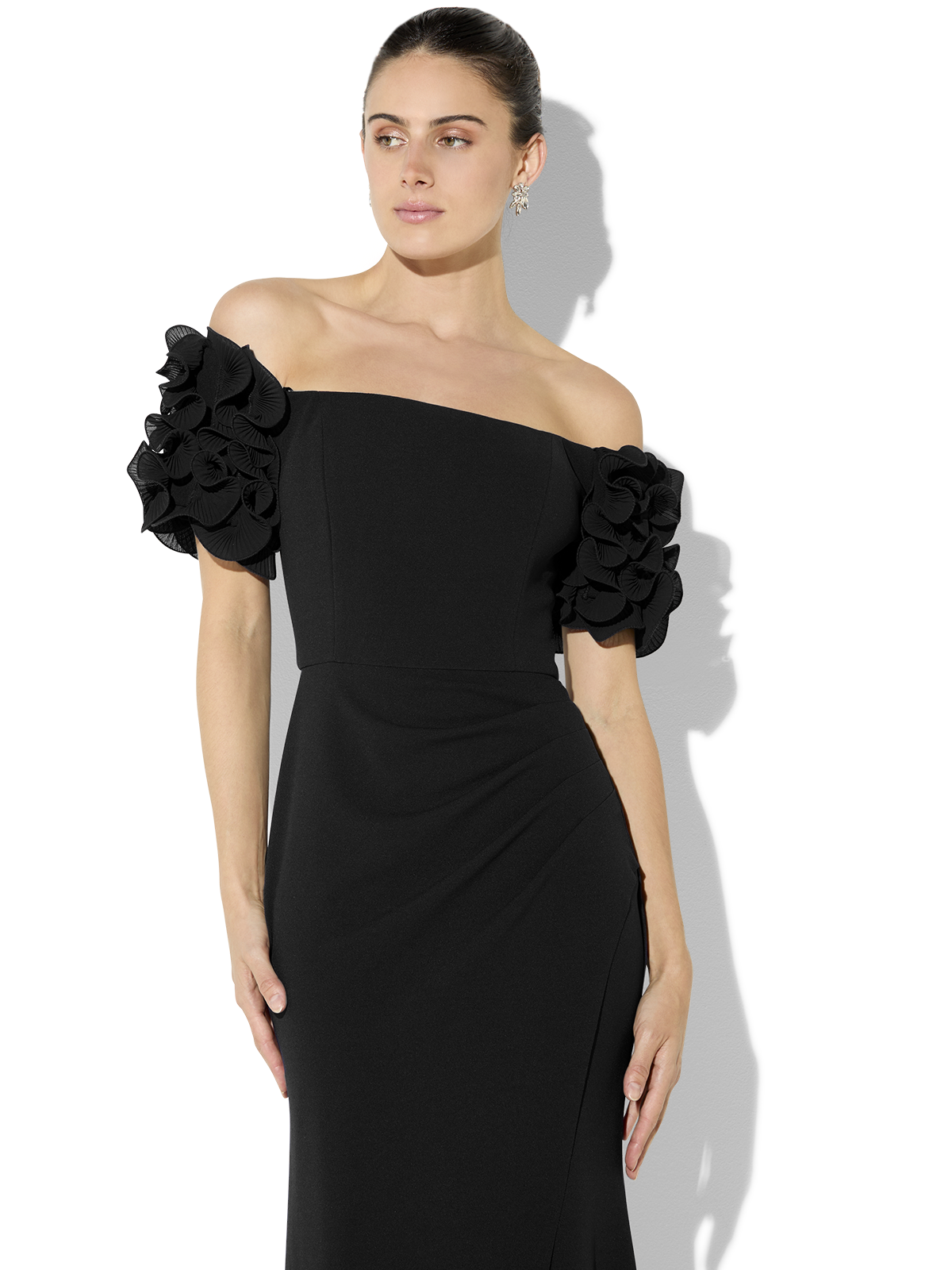 Diana Black Ruffle Sleeve Gown