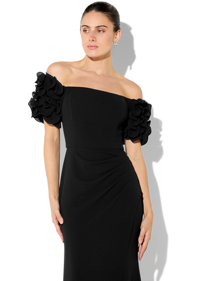 Diana Black Ruffle Sleeve Gown