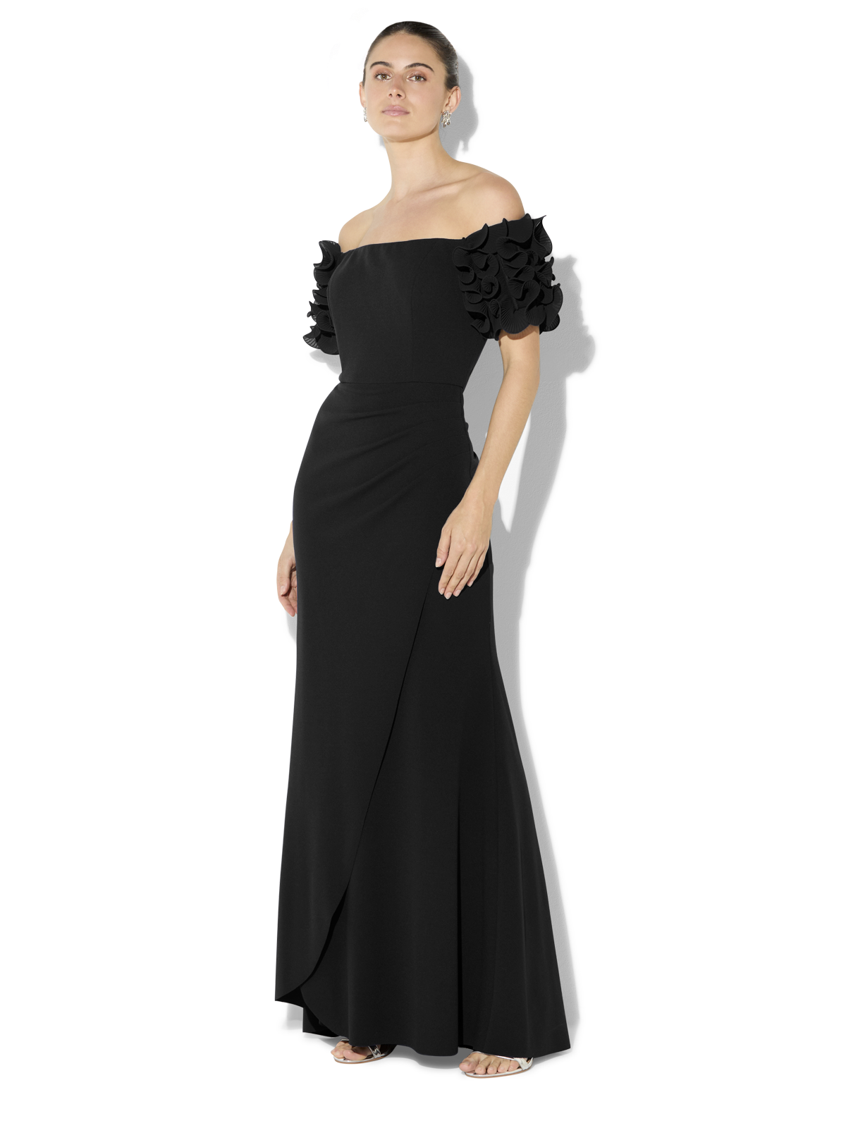 Diana Black Ruffle Sleeve Gown