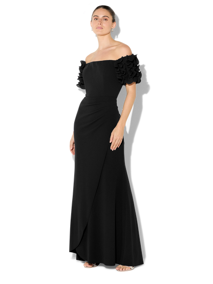 Diana Black Ruffle Sleeve Gown