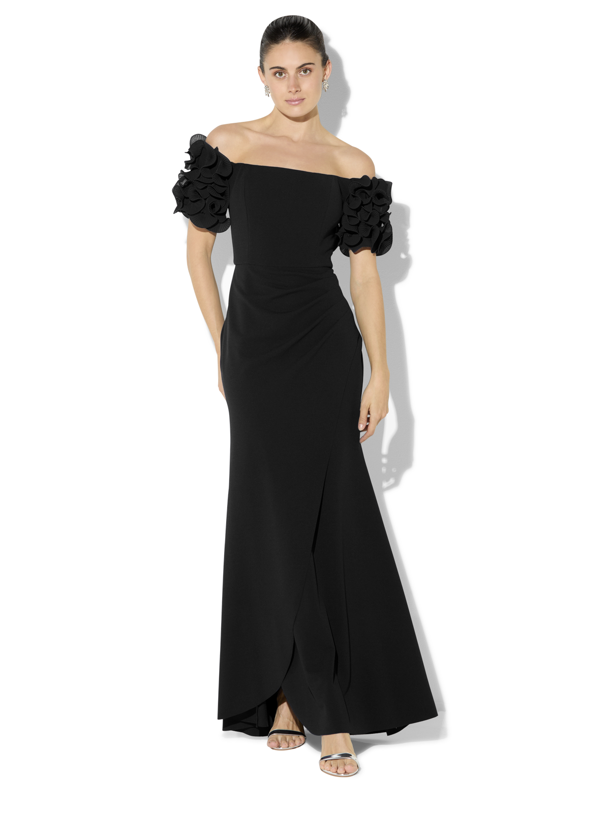 Diana Black Ruffle Sleeve Gown