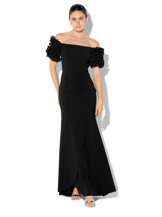 Diana Black Ruffle Sleeve Gown