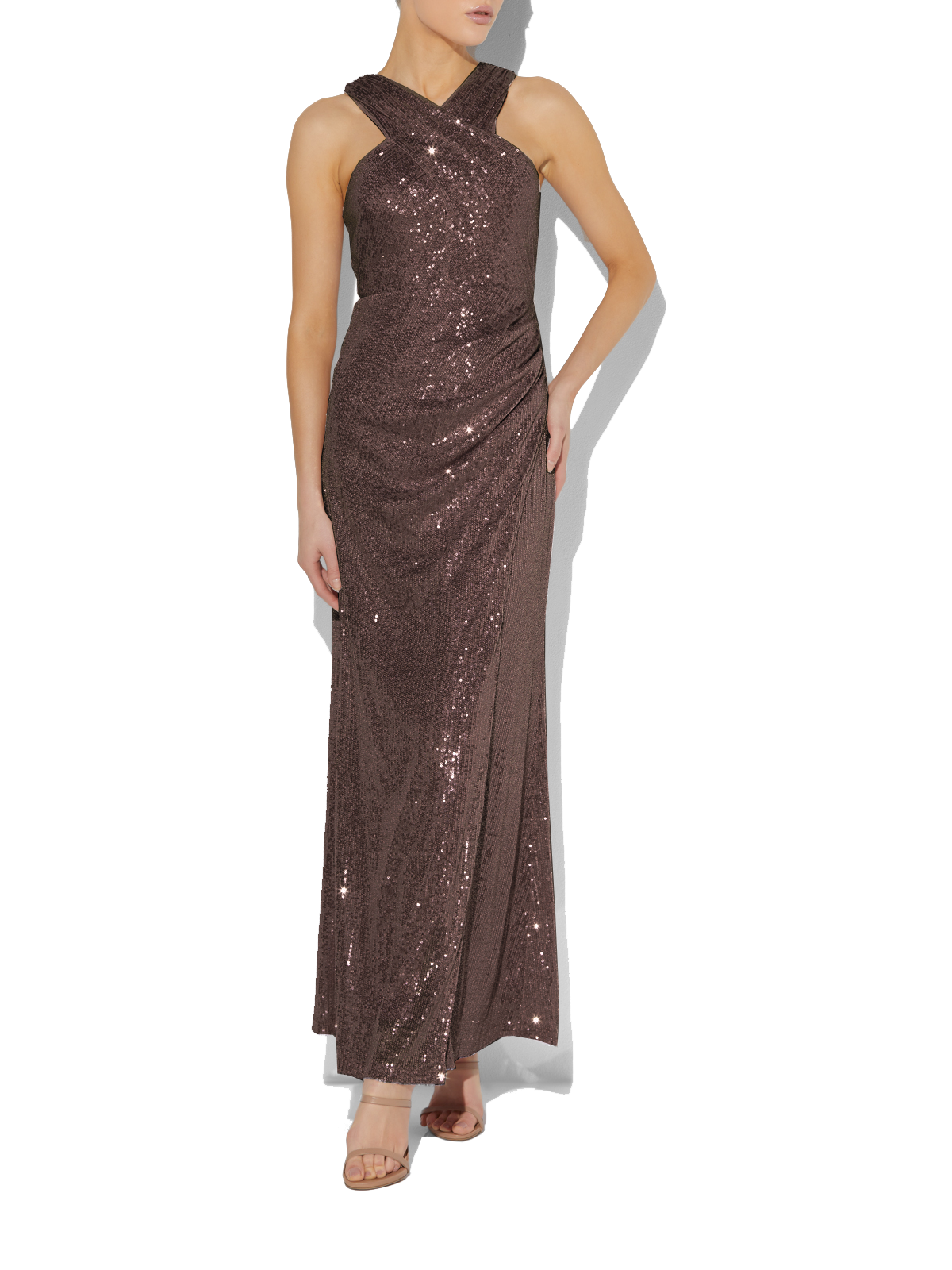 Elsa Mocha Sequin Gown