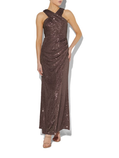 Elsa Mocha Sequin Gown