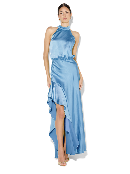 Emery Sky Blue Satin Gown