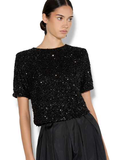 Ginger Black Sequin Top