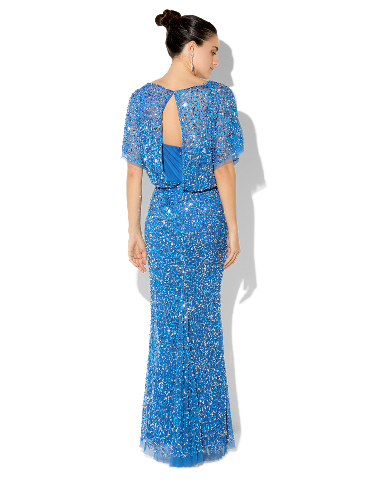 Mimi Marine Hand Beaded Gown