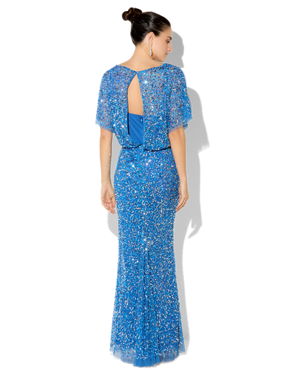 Mimi Marine Hand Beaded Gown