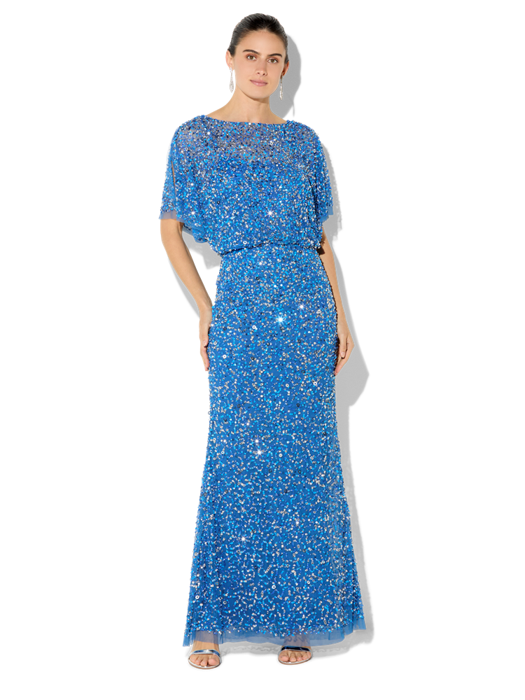 Mimi Marine Hand Beaded Gown