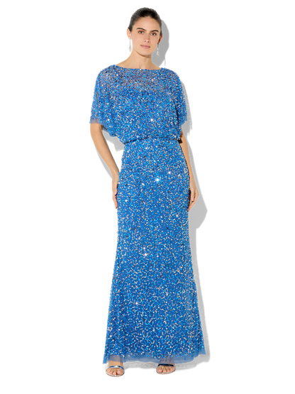 Mimi Marine Hand Beaded Gown