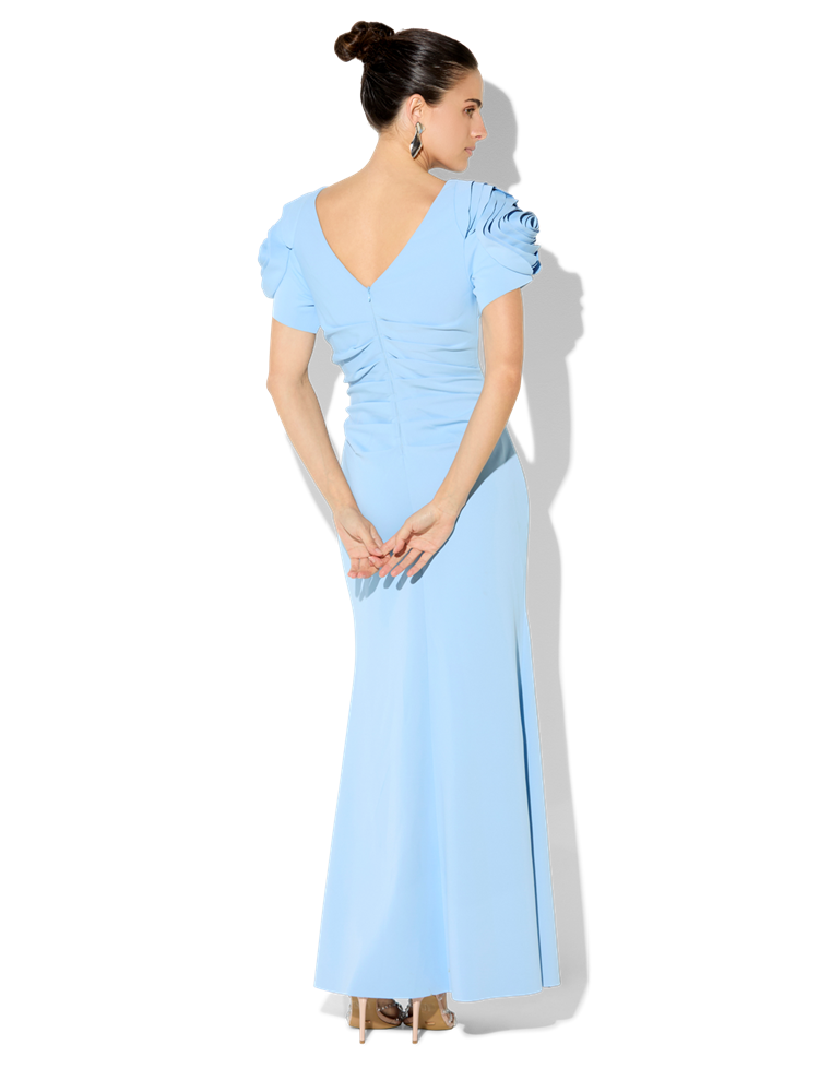 Monet Sky Blue Rosette Sleeve Gown