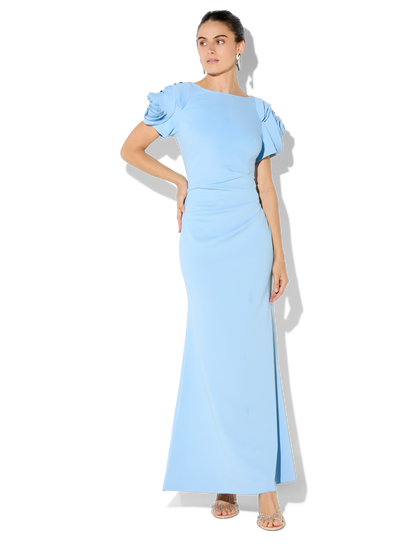 Monet Sky Blue Rosette Sleeve Gown