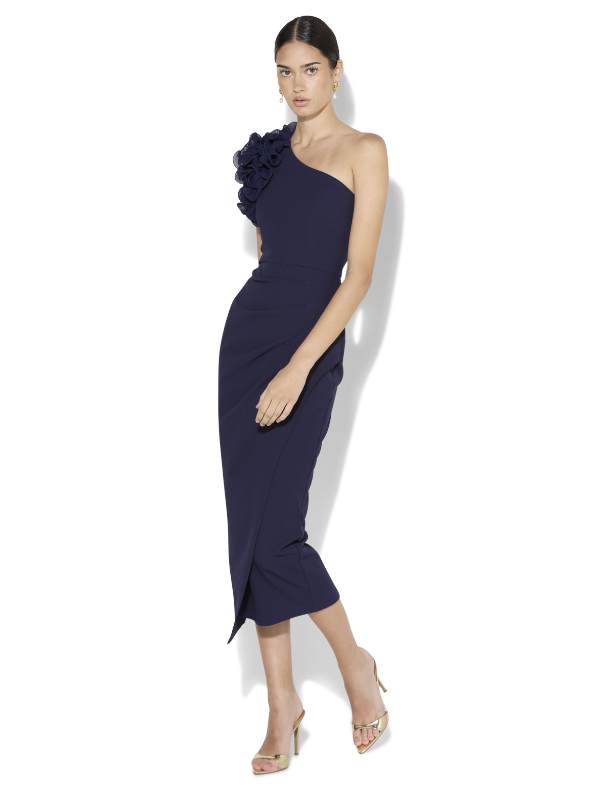 Melody Navy One Shoulder Dress