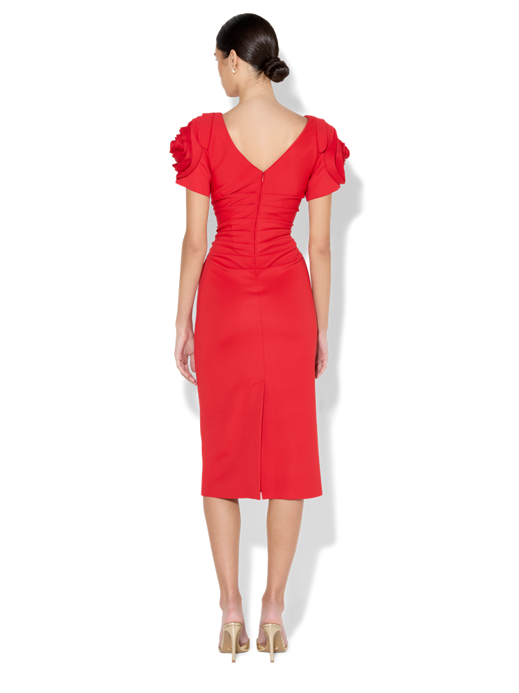 Monelli Red Rosette Sleeve Dress