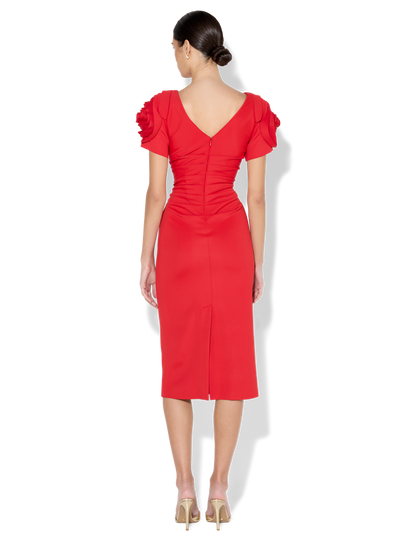 Monelli Red Rosette Sleeve Dress