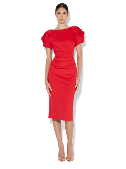 Monelli Red Rosette Sleeve Dress