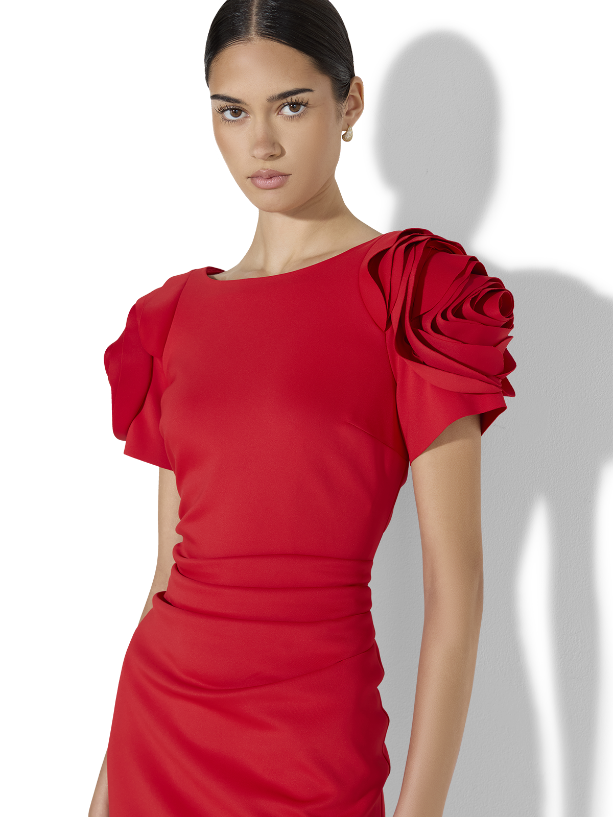 Monelli Red Rosette Sleeve Dress