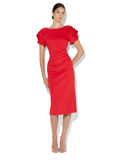 Monelli Red Rosette Sleeve Dress