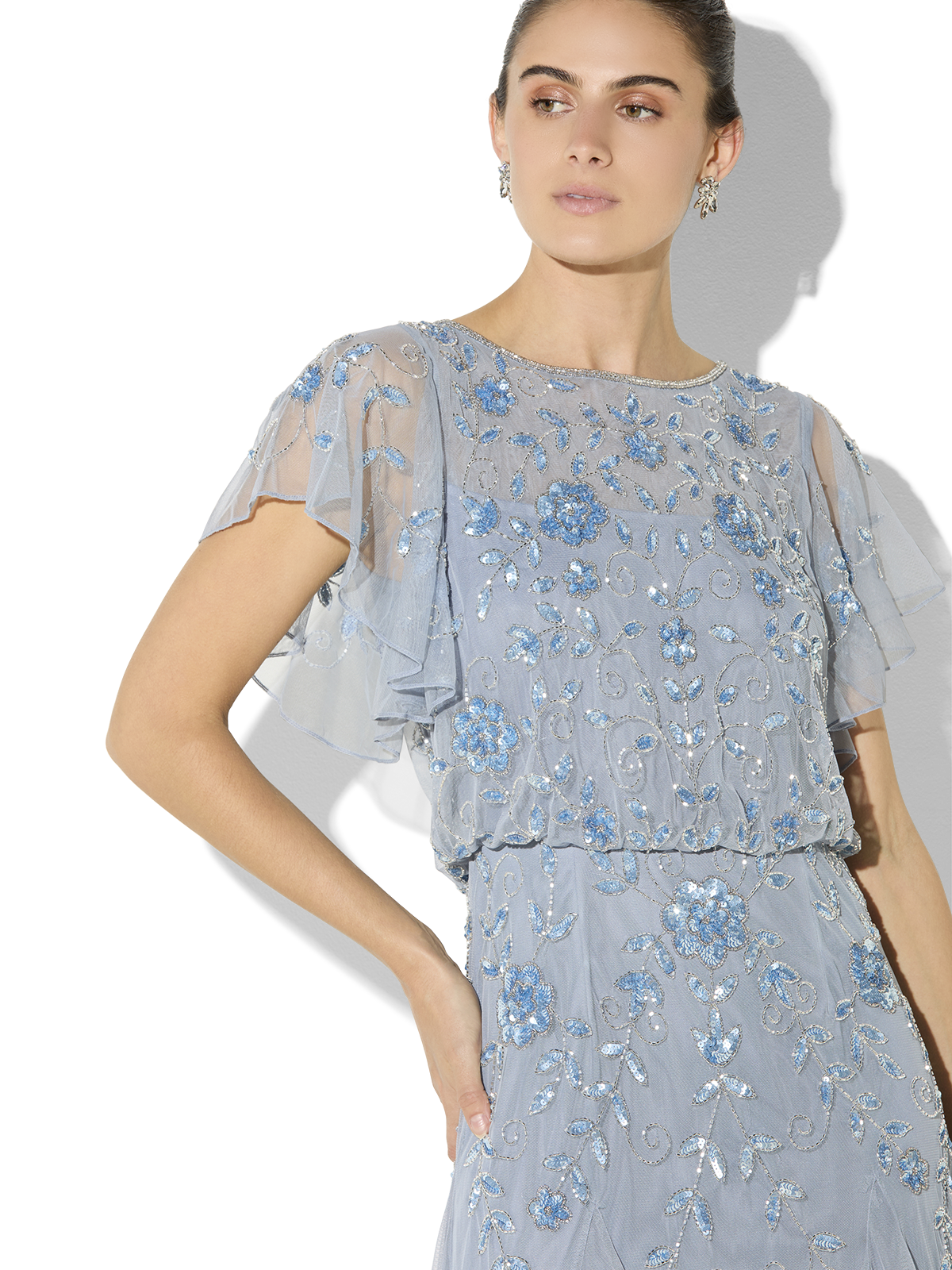 Nadia Sky Blue Hand Beaded Dress