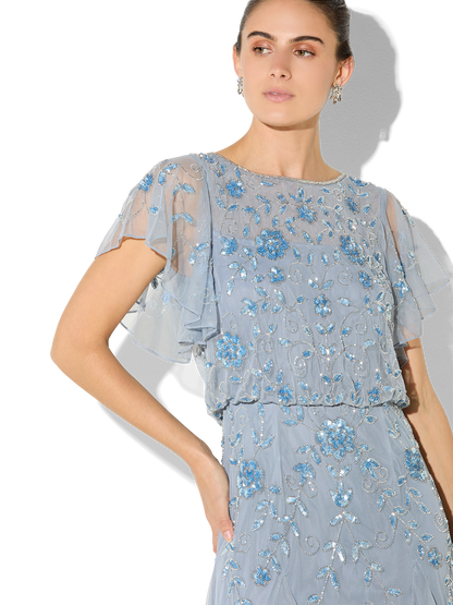 Nadia Sky Blue Hand Beaded Dress