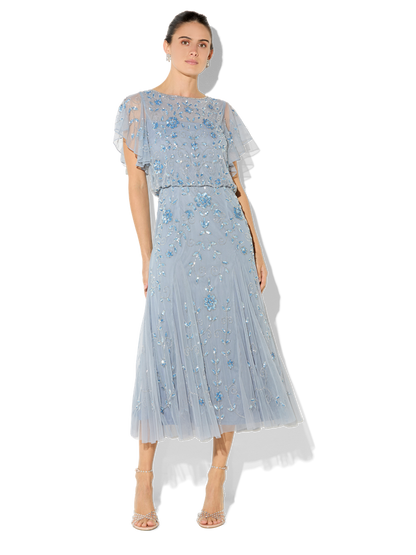 Nadia Sky Blue Hand Beaded Dress